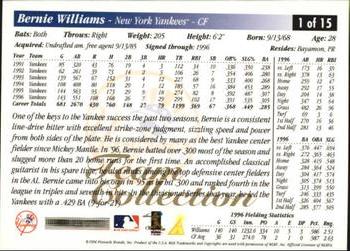 1997 Score New York Yankees #1 Bernie Williams Back