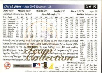 1997 Score New York Yankees #3 Derek Jeter Back