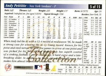 1997 Score New York Yankees #5 Andy Pettitte Back