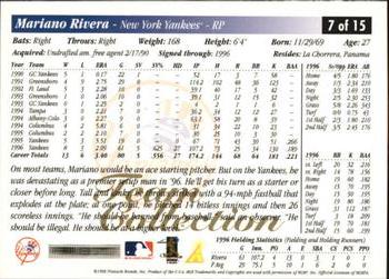 1997 Score New York Yankees #7 Mariano Rivera Back
