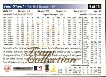 1997 Score New York Yankees #9 Paul O'Neill Back