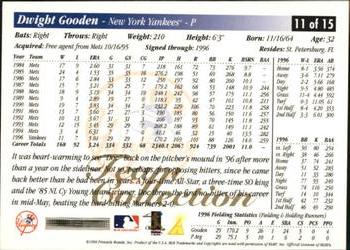 1997 Score New York Yankees #11 Dwight Gooden Back