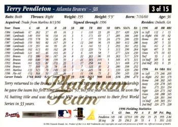 1997 Score Atlanta Braves - Platinum Team #3 Terry Pendleton Back