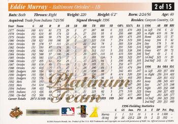 1997 Score Baltimore Orioles - Platinum Team #2 Eddie Murray Back