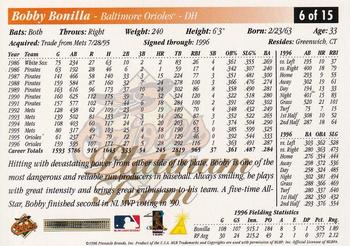 1997 Score Baltimore Orioles - Platinum Team #6 Bobby Bonilla Back