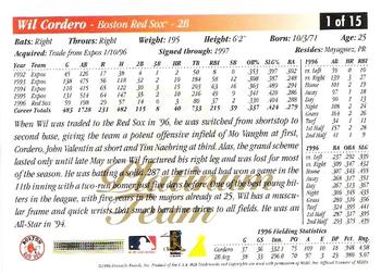 1997 Score Boston Red Sox - Platinum Team #1 Wil Cordero Back