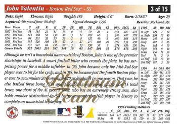 1997 Score Boston Red Sox - Platinum Team #3 John Valentin Back