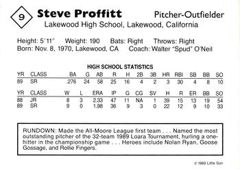 1989 Little Sun High School Prospects #9 Steve Proffitt Back
