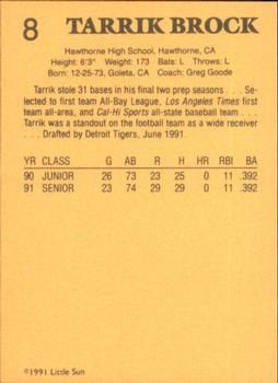 1991 Little Sun High School Prospects #8 Tarrik Brock Back