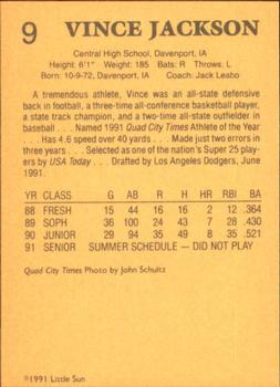 1991 Little Sun High School Prospects #9 Vince Jackson Back