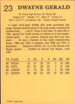 1991 Little Sun High School Prospects #23 Dwayne Gerald Back
