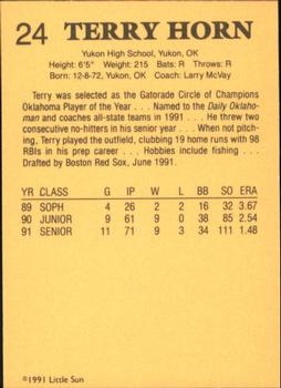 1991 Little Sun High School Prospects #24 Terry Horn Back