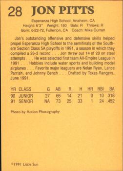 1991 Little Sun High School Prospects #28 Jon Pitts Back