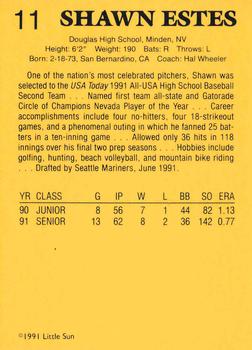 1991 Little Sun High School Prospects Gold #11 Shawn Estes Back