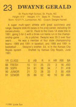 1991 Little Sun High School Prospects Gold #23 Dwayne Gerald Back