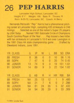 1991 Little Sun High School Prospects Gold #26 Pep Harris Back