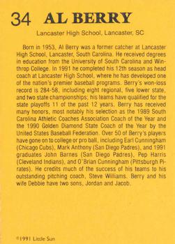 1991 Little Sun High School Prospects Gold #34 Al Berry Back