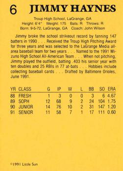 1991 Little Sun High School Prospects Gold #6 Jimmy Haynes Back
