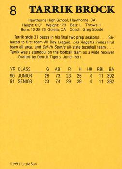 1991 Little Sun High School Prospects Gold #8 Tarrik Brock Back