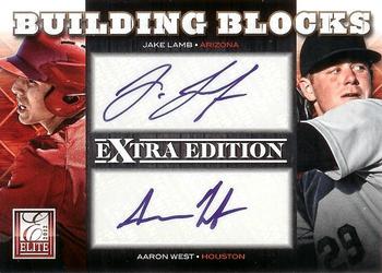 2012 Panini Elite Extra Edition - Building Blocks Dual Signatures #11 Aaron West / Jake Lamb Front