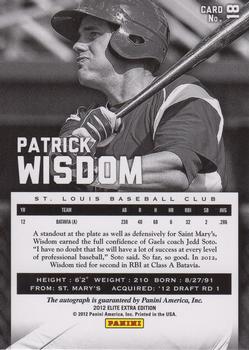 2012 Panini Elite Extra Edition - Franchise Futures Signatures #18 Patrick Wisdom Back