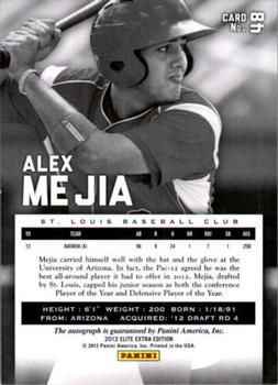 2012 Panini Elite Extra Edition - Franchise Futures Signatures #48 Alex Mejia Back