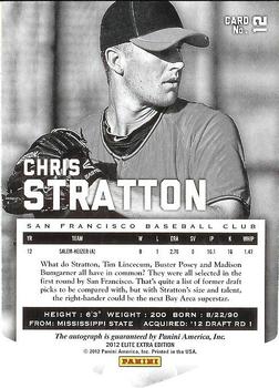 2012 Panini Elite Extra Edition - Aspirations Autographs #12 Chris Stratton Back