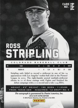 2012 Panini Elite Extra Edition - Signature Red Ink #144 Ross Stripling Back