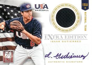 2012 Panini Elite Extra Edition - USA Baseball 15U Game Jersey Signatures #10 Isaak Gutierrez Front