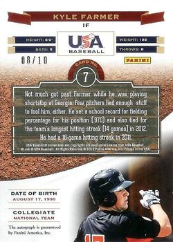2012 Panini Elite Extra Edition - USA Baseball Collegiate National Team Inscriptions #7 Kyle Farmer Back