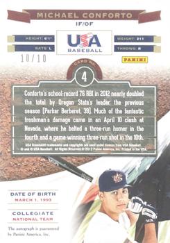 2012 Panini Elite Extra Edition - USA Baseball Collegiate National Team Inscriptions #4 Michael Conforto Back