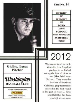 2012 Panini Elite Extra Edition - Yearbook #14 Lucas Giolito Back