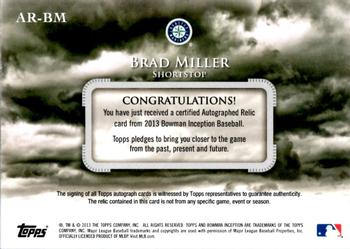 2013 Bowman Inception - Relic Autographs #AR-BM Brad Miller Back