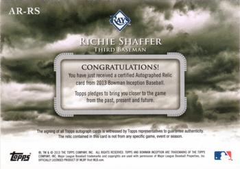 2013 Bowman Inception - Relic Autographs #AR-RS Richie Shaffer Back