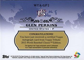 2013 Topps Tribute WBC - Autographs #WTA-GP2 Glen Perkins Back