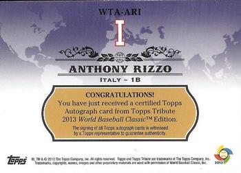 2013 Topps Tribute WBC - Autographs Gold #WTA-ARI Anthony Rizzo Back