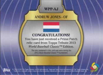 2013 Topps Tribute WBC - Prime Logo Patch #WLP-JS Jonathan Schoop Back