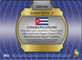 2013 Topps Tribute WBC - Prime Patches #WPP-DN Darien Nunez Back