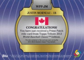 2013 Topps Tribute WBC - Prime Patches #WPP-JM Justin Morneau Back