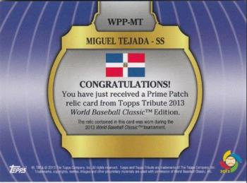 2013 Topps Tribute WBC - Prime Patches #WPP-MT Miguel Tejada Back