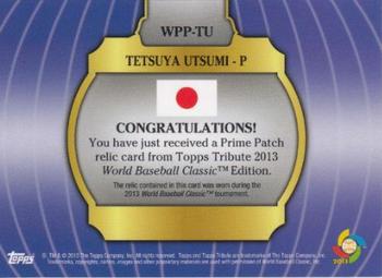 2013 Topps Tribute WBC - Prime Patches #WPP-TU Tetsuya Utsumi Back