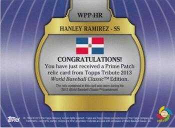 2013 Topps Tribute WBC - Prime Patches Black #WPP-HR Hanley Ramirez Back
