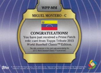 2013 Topps Tribute WBC - Prime Patches Black #WPP-MM Miguel Montero Back