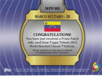 2013 Topps Tribute WBC - Prime Patches Black #WPP-MS Marco Scutaro Back