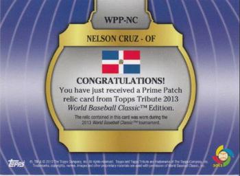2013 Topps Tribute WBC - Prime Patches Black #WPP-NC Nelson Cruz Back
