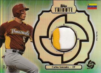 2013 Topps Tribute WBC - Prime Patches Green #WPP-CGO Carlos Gonzalez Front
