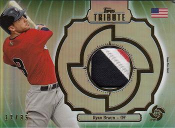 2013 Topps Tribute WBC - Prime Patches Green #WPP-RB Ryan Braun Front