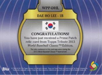 2013 Topps Tribute WBC - Prime Patches Orange #WPP-DHL Dae Ho Lee Back