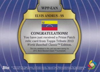 2013 Topps Tribute WBC - Prime Patches Orange #WPP-EAN Elvis Andrus Back