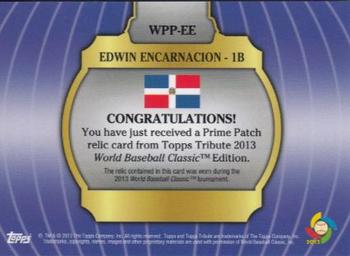 2013 Topps Tribute WBC - Prime Patches Orange #WPP-EE Edwin Encarnacion Back